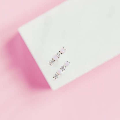 CHLOE + LOIS Dainty Opal Sterling Silver Bar Earrings