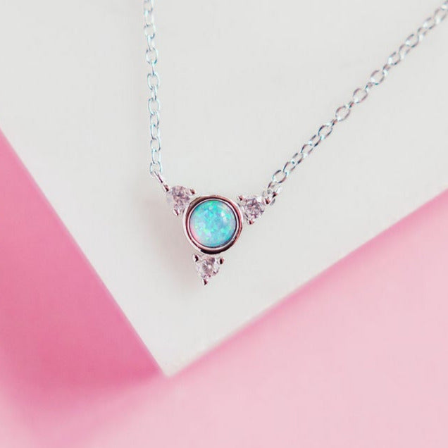 Chloe + Lois Dainty Opal Sterling Silver Necklace with Opal detail