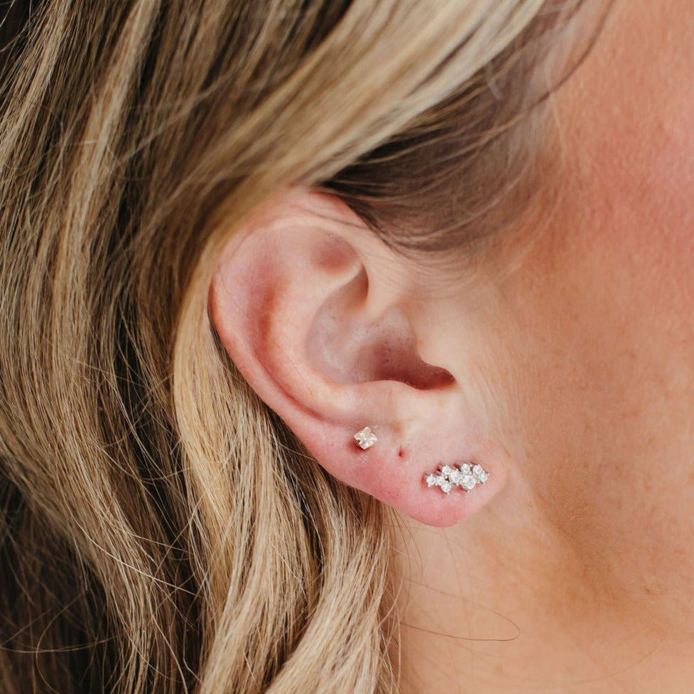 Chloe + Lois Fizz White Cubic Zirconia Stud Earrings 