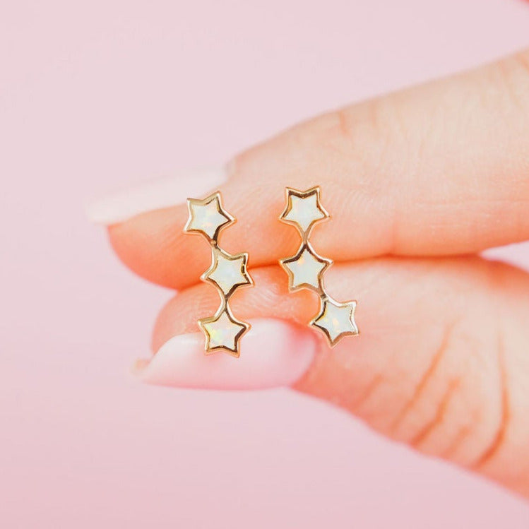 Chloe + Lois 14K Gold White Opal Star Ear Climber