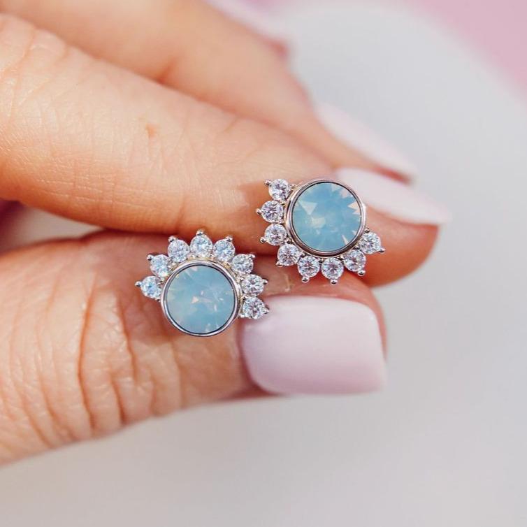 "Lois" Studs in Air Blue Swarovski® Earrings Chloe + Lois 