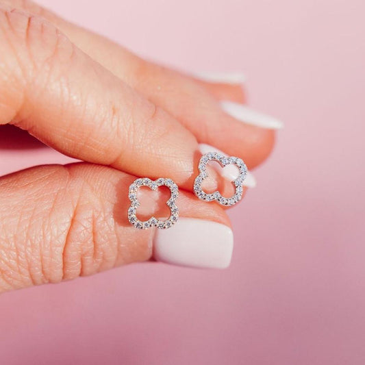 Slim Sparkling Clover Studs Earrings Chloe + Lois