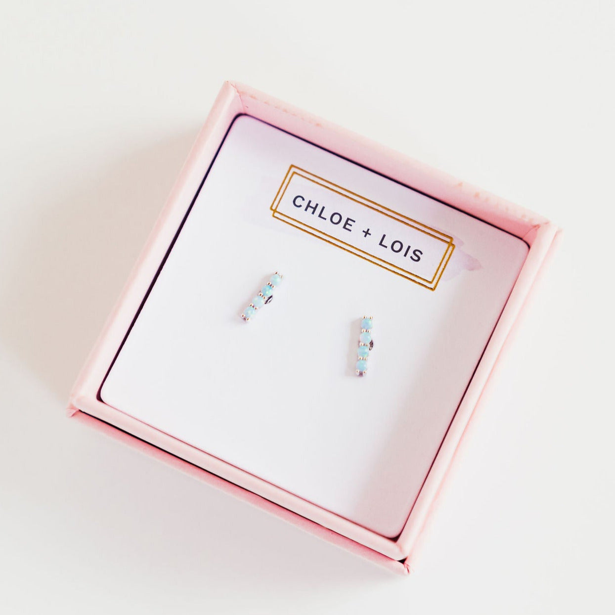 CHLOE + LOIS BLUE INFINITY STUD EARRINGS