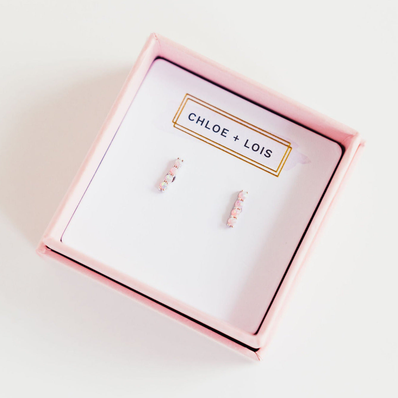 CHLOE + LOIS PINK OPAL INFINITY STUD EARRINGS