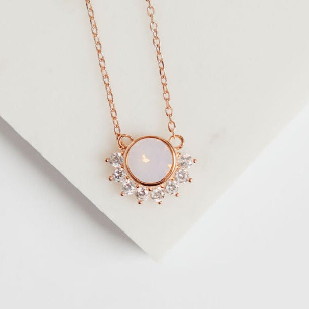 Dainty layering necklace in pink swarovski crystal by Chloe + Lois