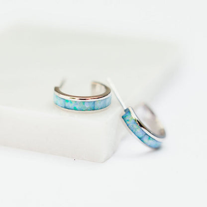 Chloe + Lois Blue Opal Hoop Earrings 