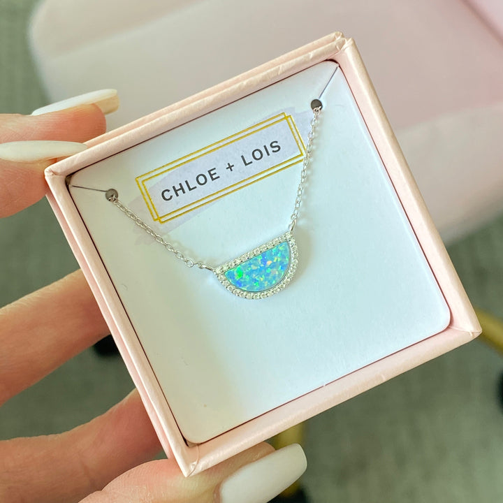 Chloe + Lois Blue Opal Luna Necklace
