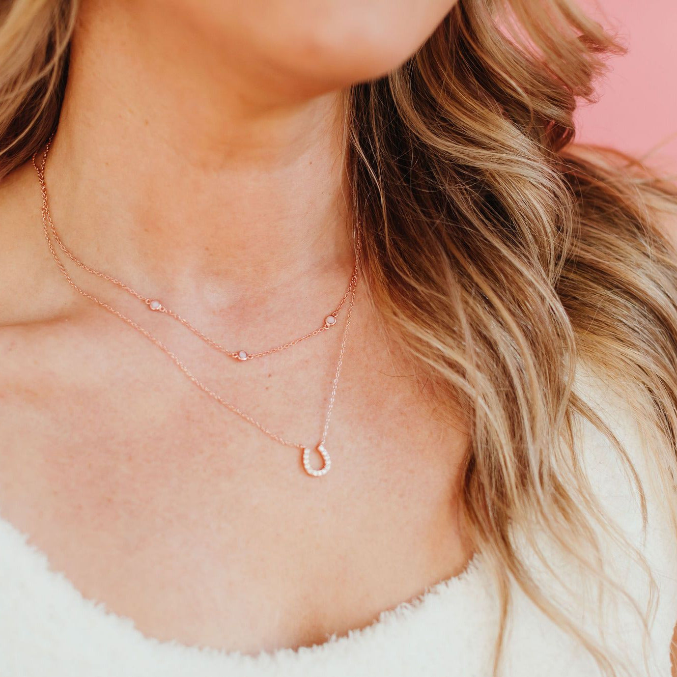 Chloe + Lois Milky Pink Dreams Layering Necklace