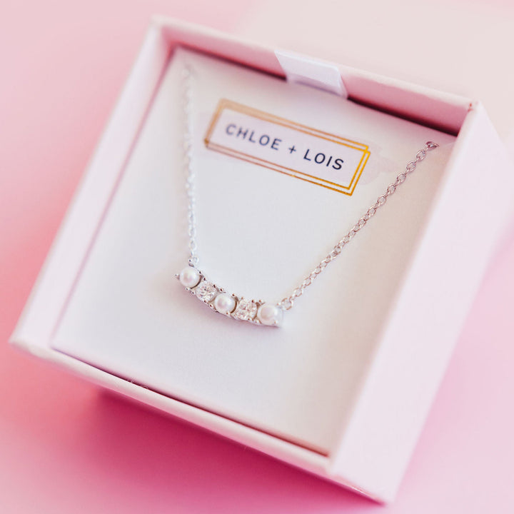 Chloe + Lois Dainty Pearl Layering Necklace in Sterling Silver