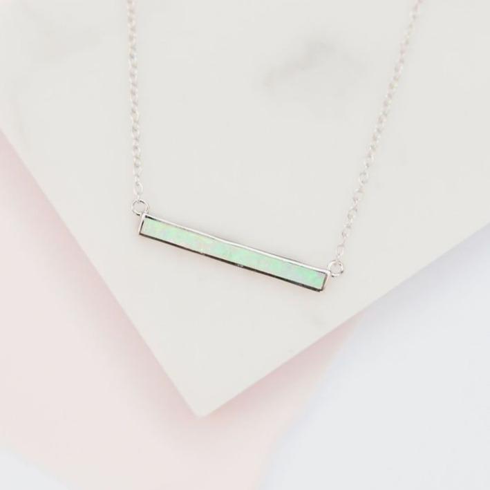 Milky Blue Opal Bar Layering Necklace Necklaces Chloe + Lois 