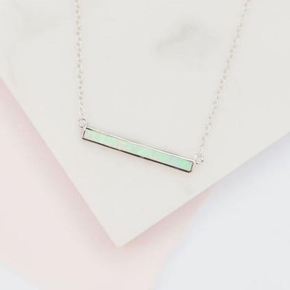 Milky Blue Opal Bar Layering Necklace Necklaces Chloe + Lois 