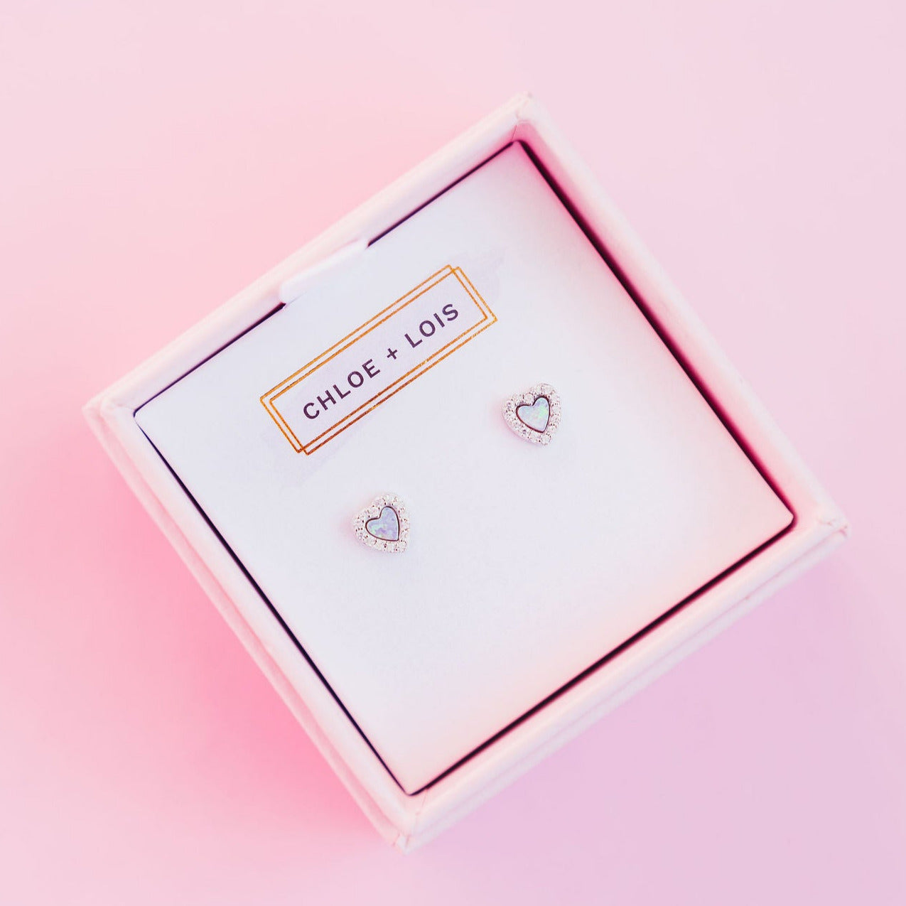 Chloe + Lois Opal Heart Stud Earrings in Sterling Silver