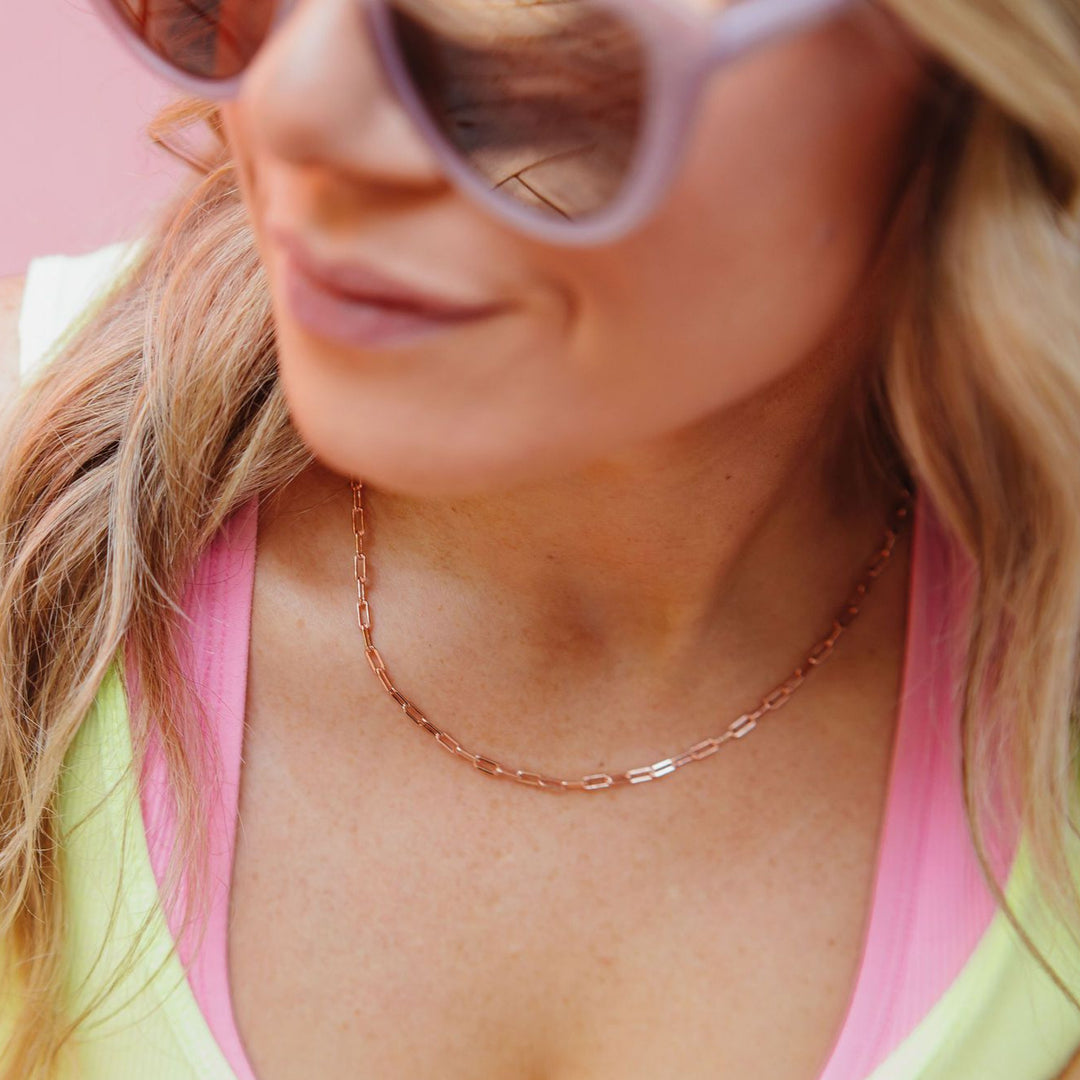 CHLOE + LOIS ROSE GOLD PAPERCLIP NECKLACE