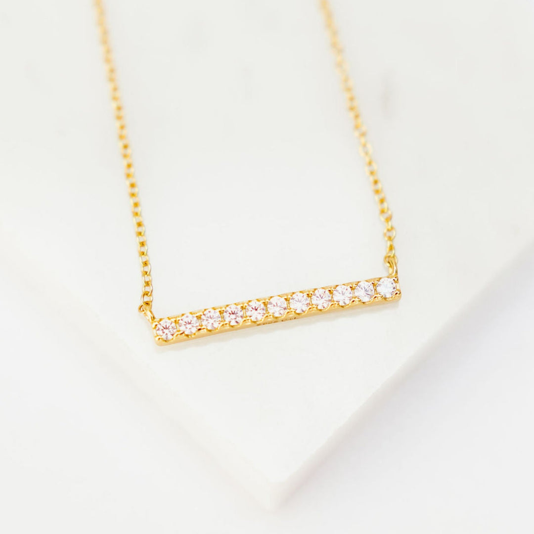 Chloe + Lois Pave Bar Necklace in 14k Gold
