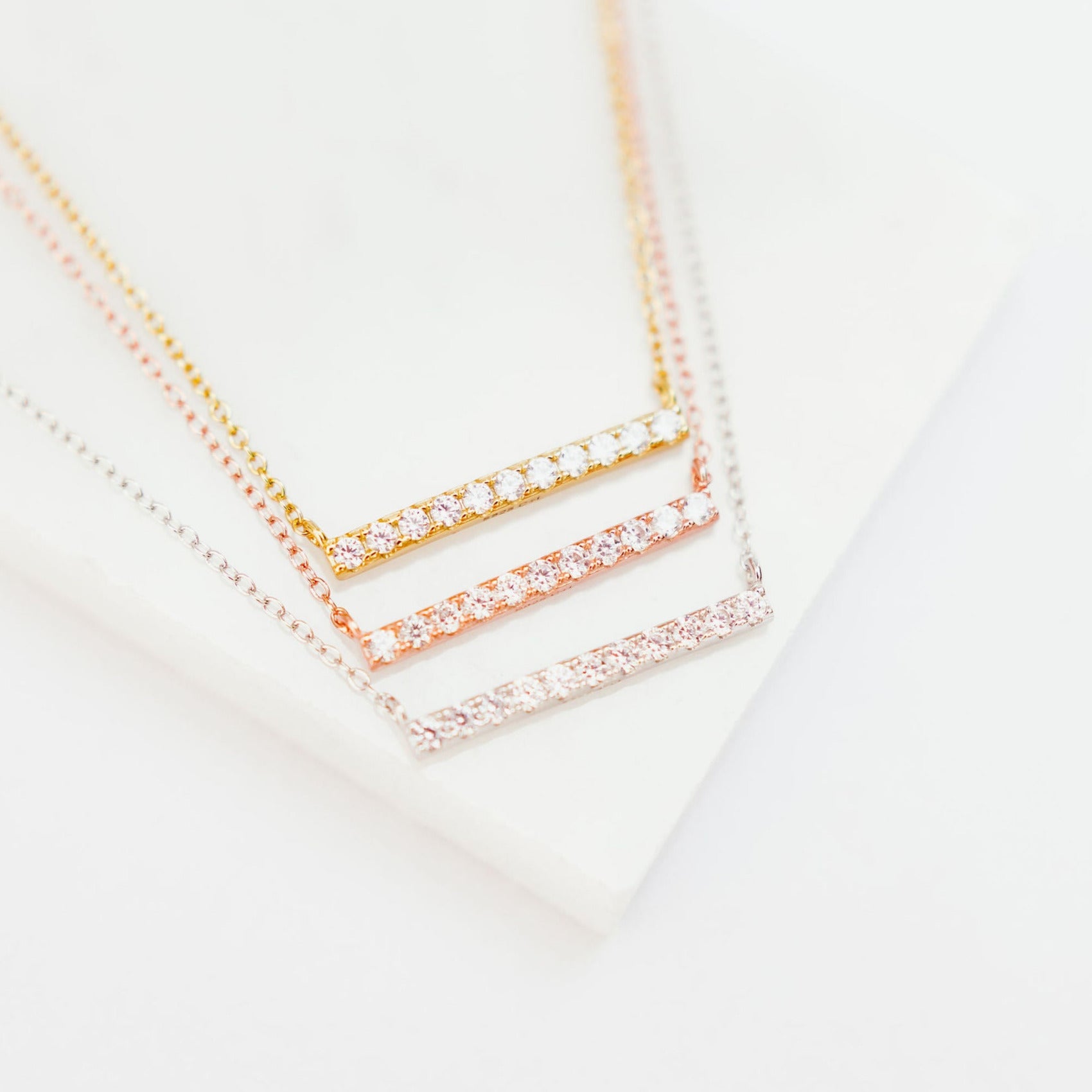 CHLOE + LOIS Pave Bar Necklace 