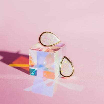 Chloe + Lois Pink Opal Drop Stud Earrings