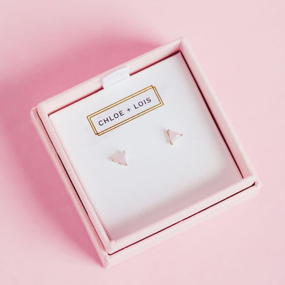 Chloe + Lois Pink Triangle Stud Earrings