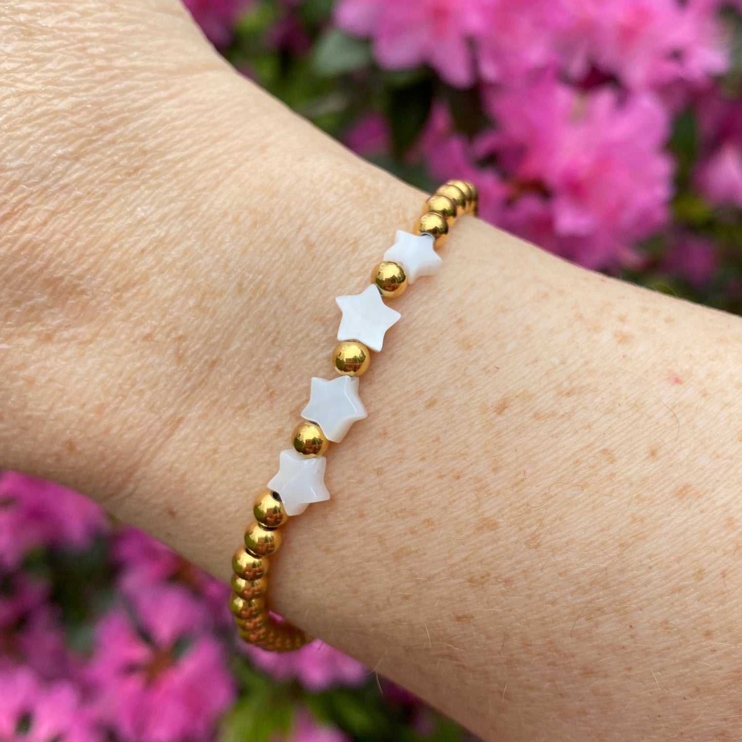 Gold Chloe + Lois Mother of Pearl Star Bracelet