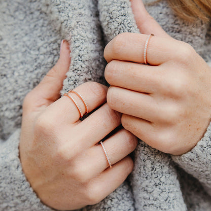 White Cubic Zirconia Slim Stacking Ring in Rose Gold