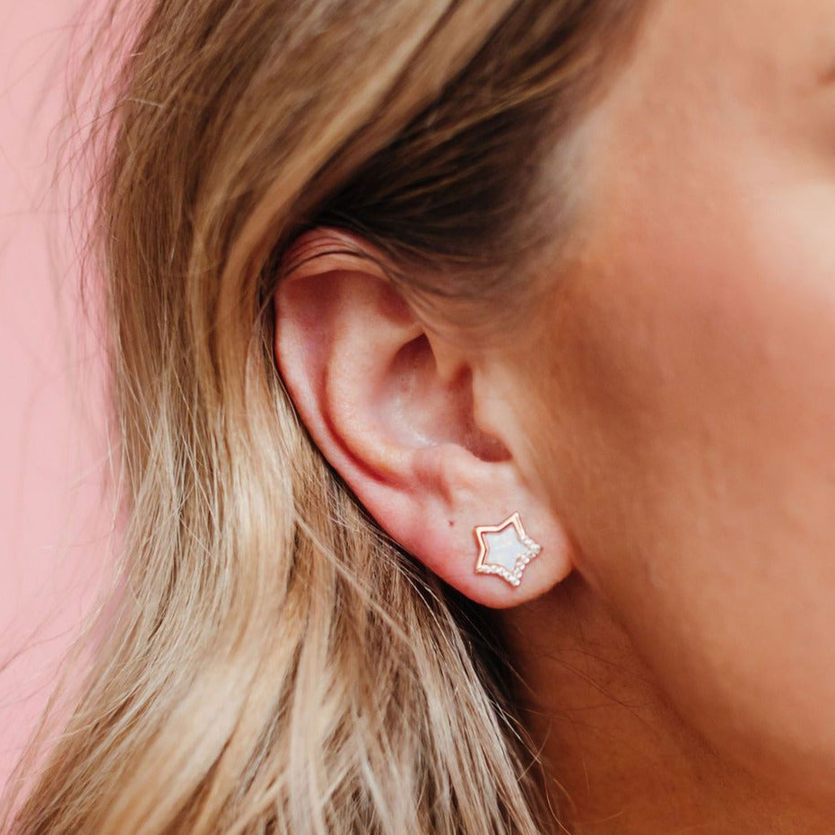 CHLOE + LOIS ROSE GOLD STARDUST STAR STUD EARRINGS