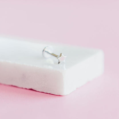 CHLOE + LOIS Screwfront Screwback Dainty Minimalist Star Stud Earring in Sterling Silver