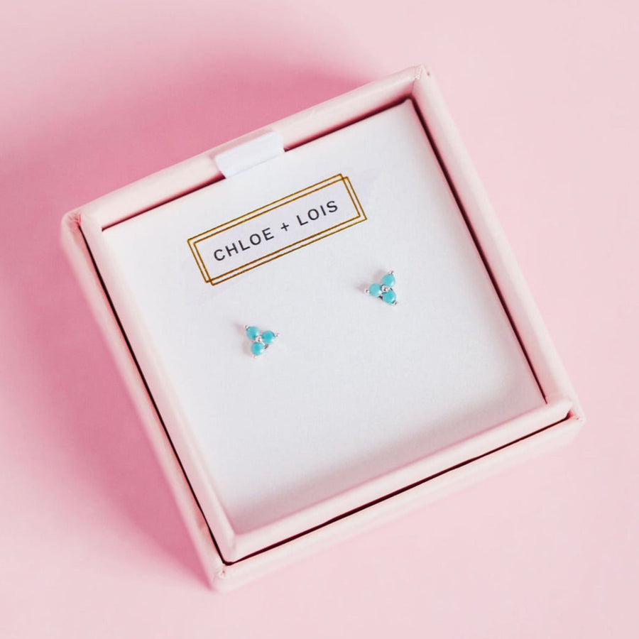 Chloe + Lois Turquoise Stud Earrings in Sterling Silver and 14K Gold