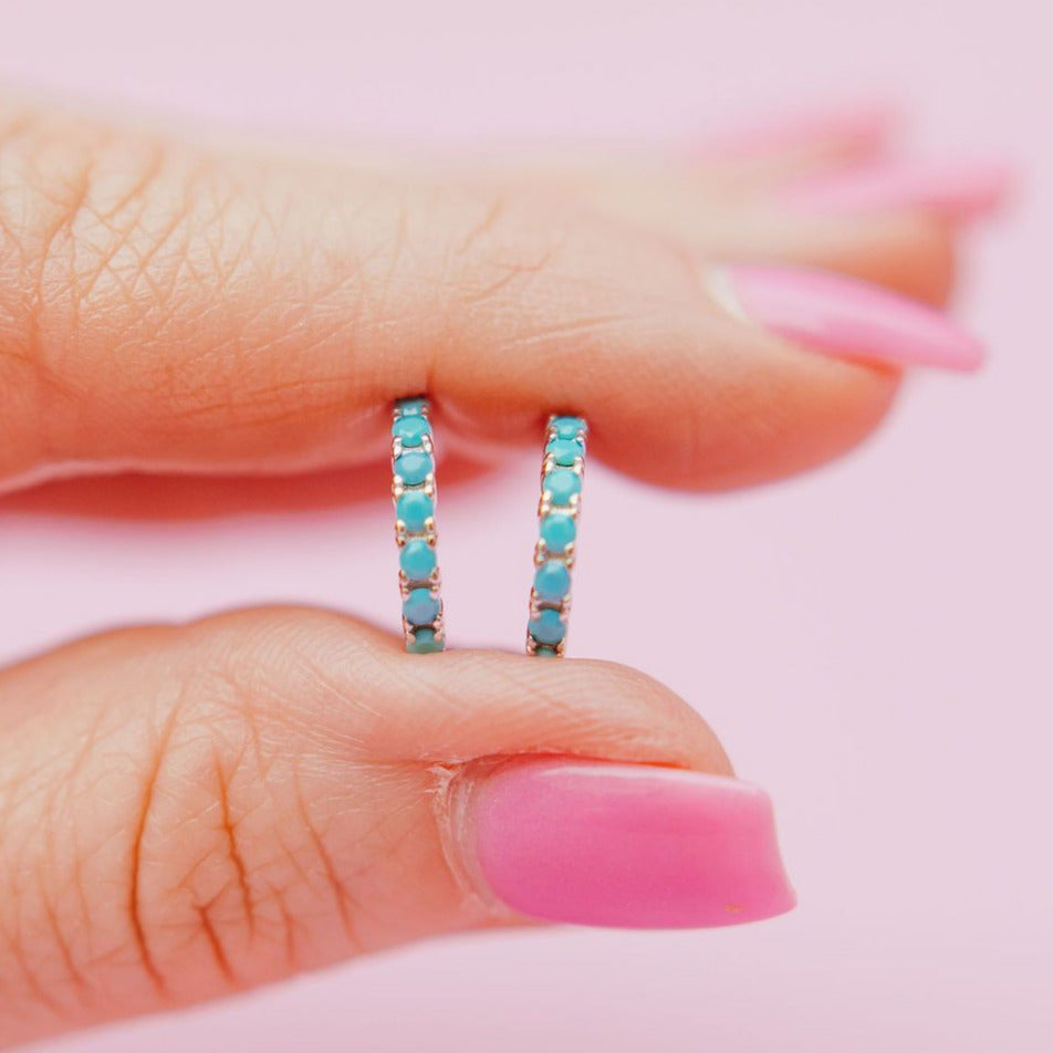 Chloe + Lois Turquoise Dreams Hoops in Sterling Silver