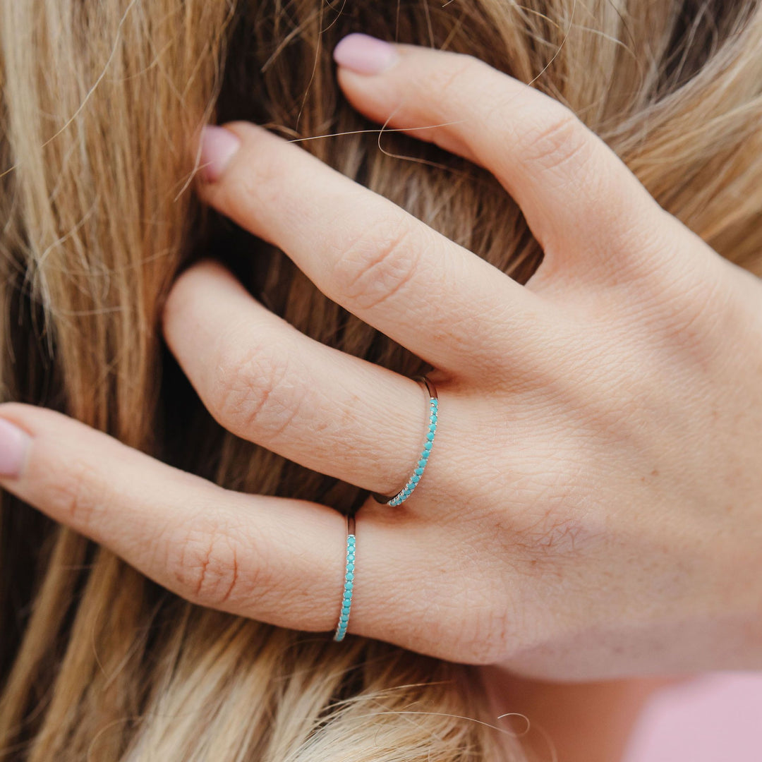 Chloe + Lois Turquoise Dainty Stacking Ring in Sterling Silver