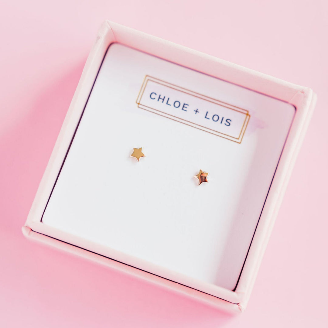 CHLOE + LOIS Dainty 14k Gold Star Earrings