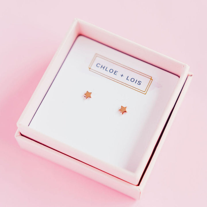 CHLOE + LOIS Dainty Rose Gold Star Earrings