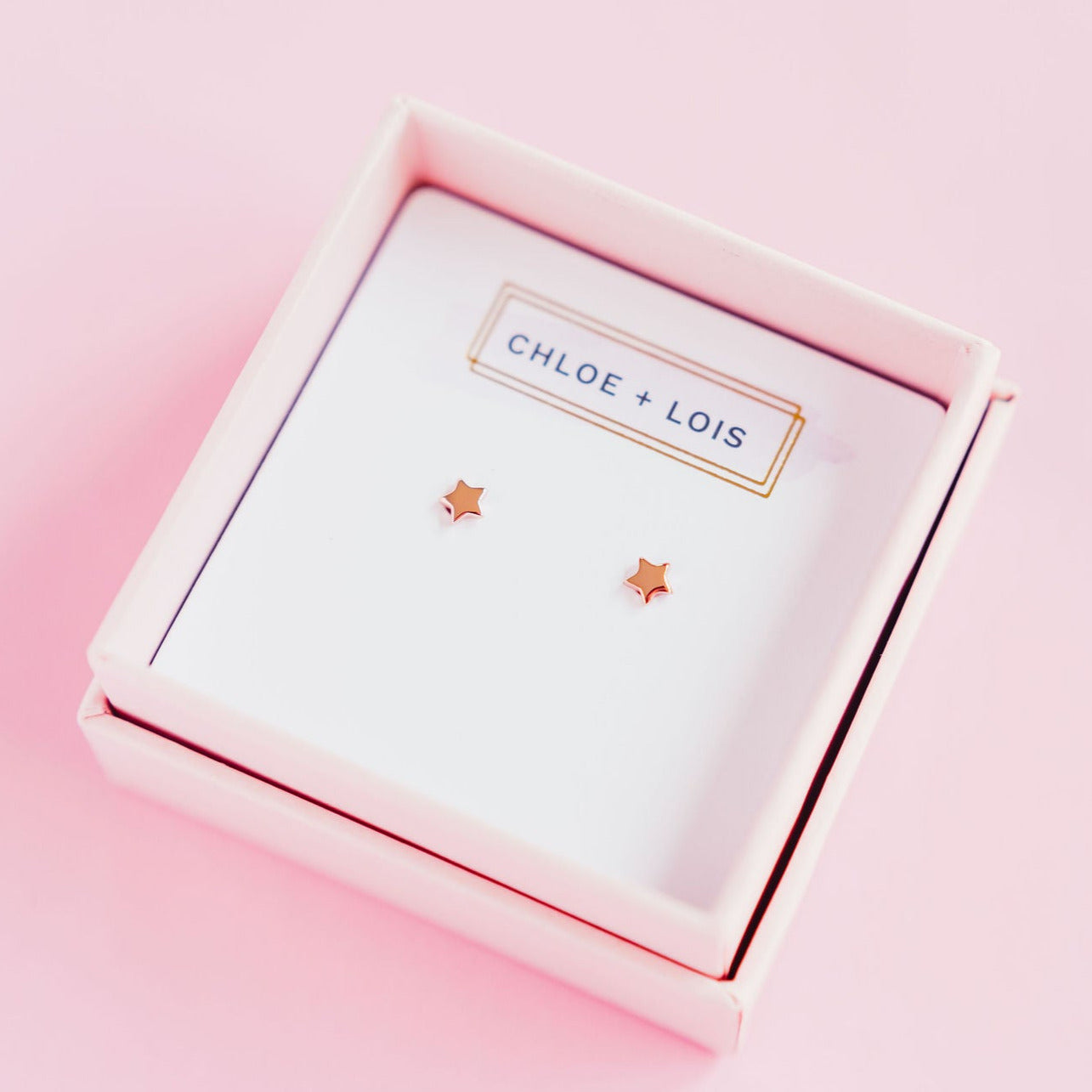 CHLOE + LOIS Dainty Rose Gold Star Earrings