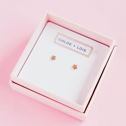 CHLOE + LOIS Dainty Rose Gold Star Earrings