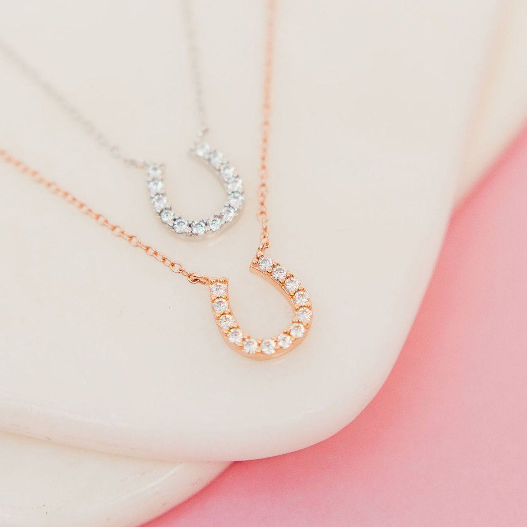 Lucky Glittering Horseshoe Necklace Necklaces Chloe + Lois 
