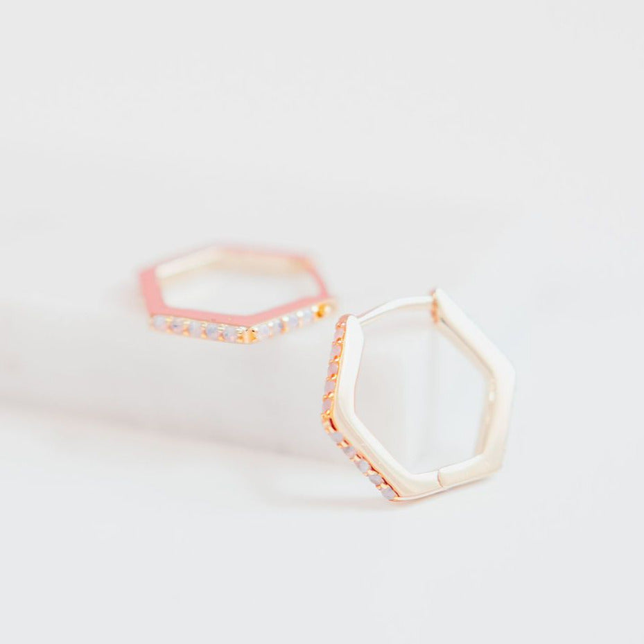 Chloe + Lois Hexagon Huggie Hoops