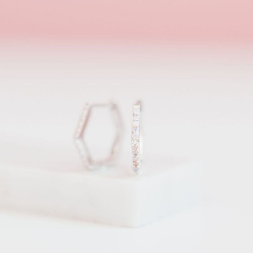 Chloe + Lois Hexagon Huggie Hoops