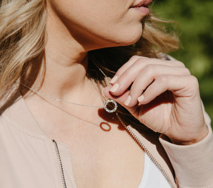 "Infinity" Necklace in White Opal + Cubic Zirconia Necklaces Chloe + Lois 