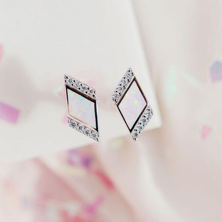 "Deco" Studs in Pink Opal EARRINGS Chloe + Lois 
