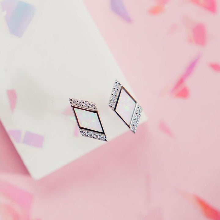 "Deco" Studs in Pink Opal EARRINGS Chloe + Lois 