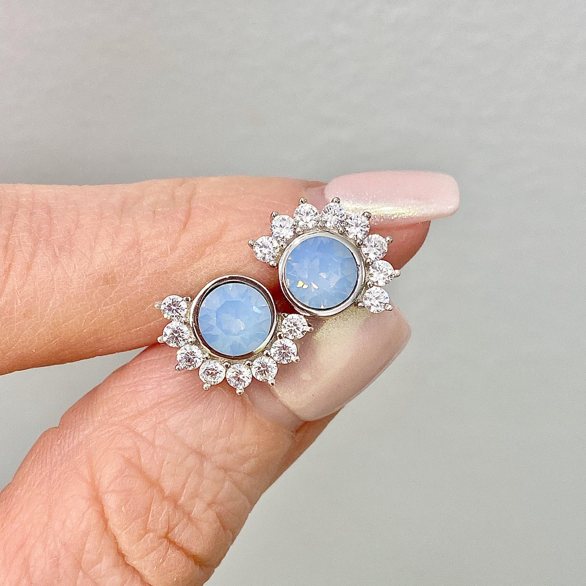 "Lois" Studs in Air Blue Swarovski® Earrings Chloe + Lois 