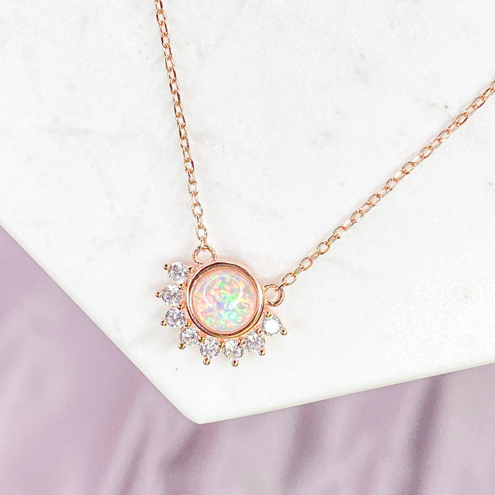 "Lois" Necklace in White Opal Necklaces Chloe + Lois Rose Gold 