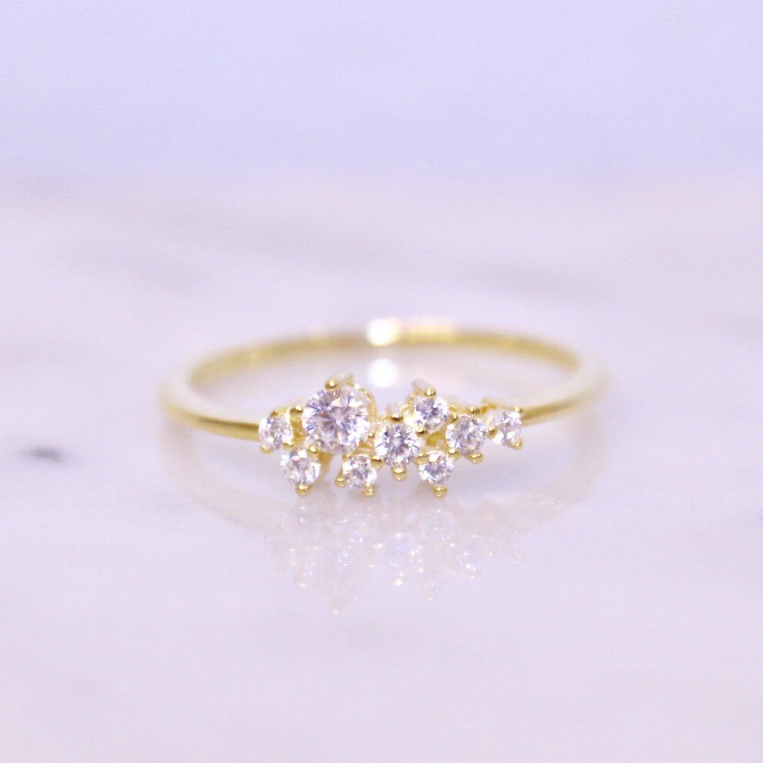 14k Gold Sparkling Cubic Zirconia Fizz Ring Rings Chloe + Lois 