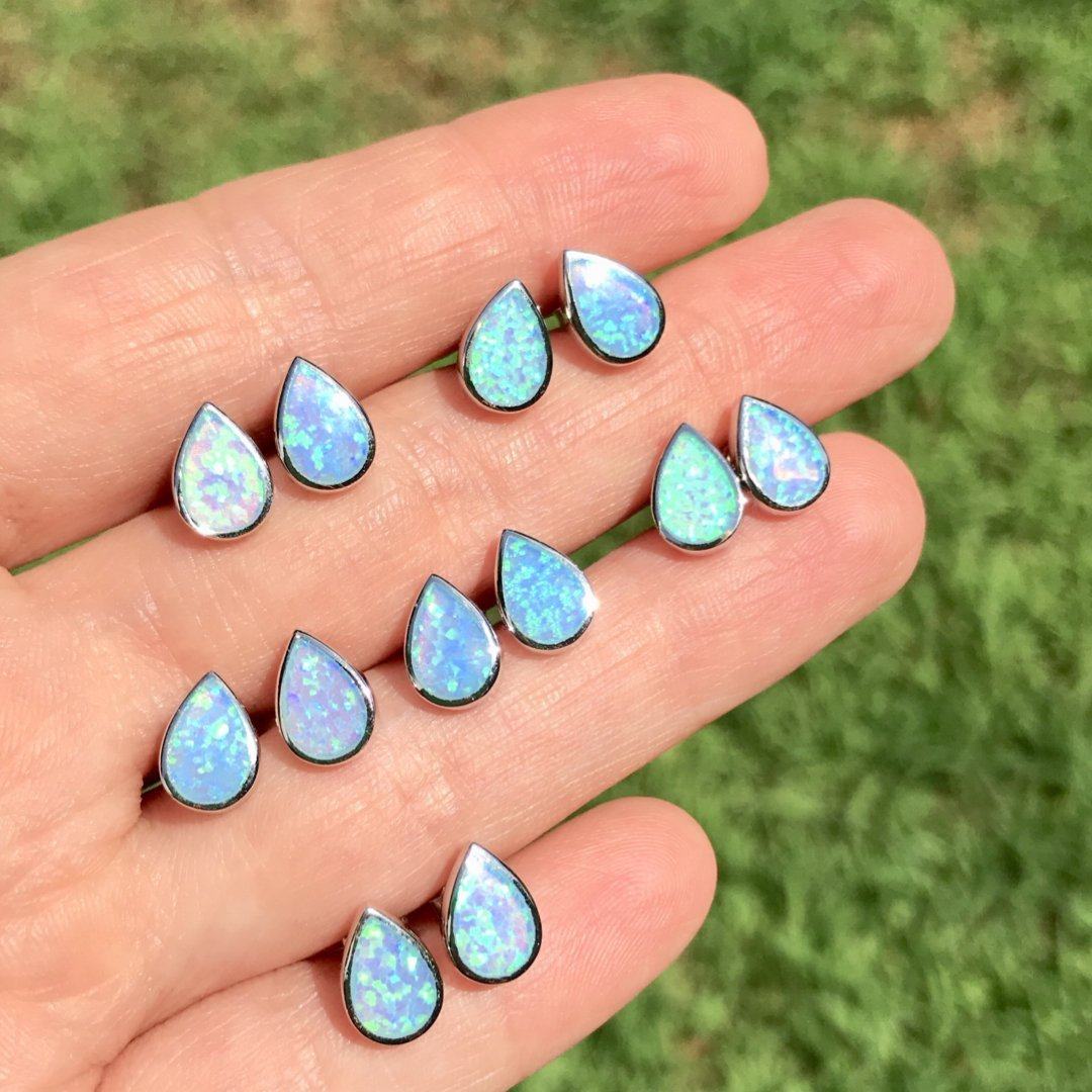 Opal Light Blue or Clear Crystal Stud Earrings – Love Leigh Gift Co.
