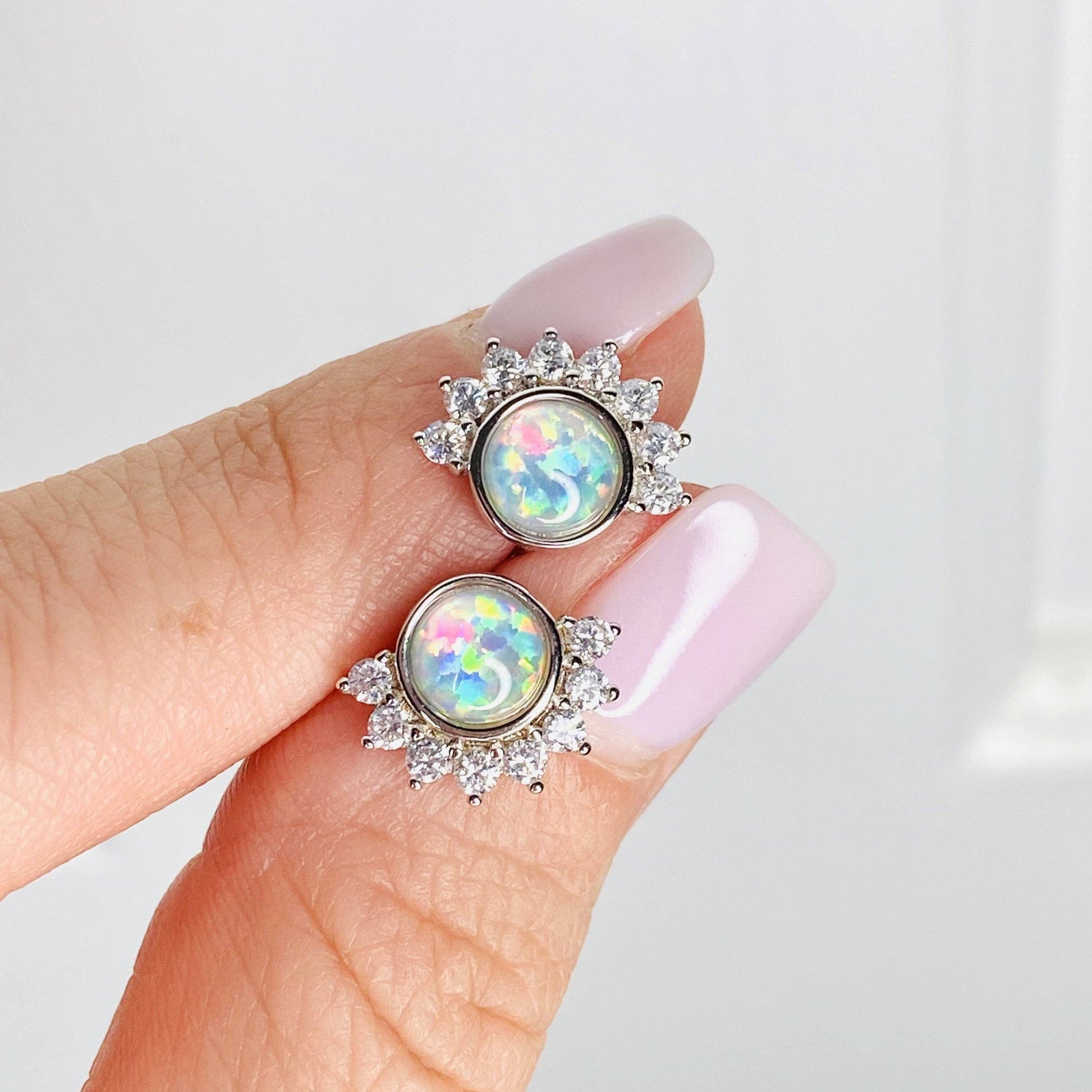 "Lois" Studs in White Opal Earrings Chloe + Lois 