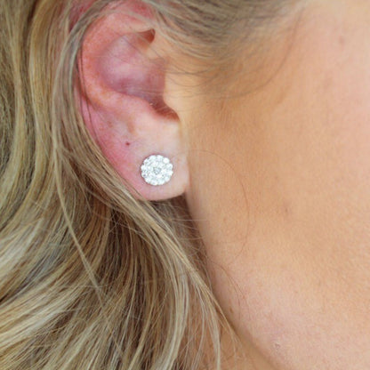 Sterling Silver Pavé Disc Stud Earrings Earrings Chloe + Lois 