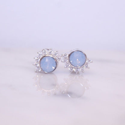 "Lois" Studs in Air Blue Swarovski® Earrings Chloe + Lois Sterling Silver 