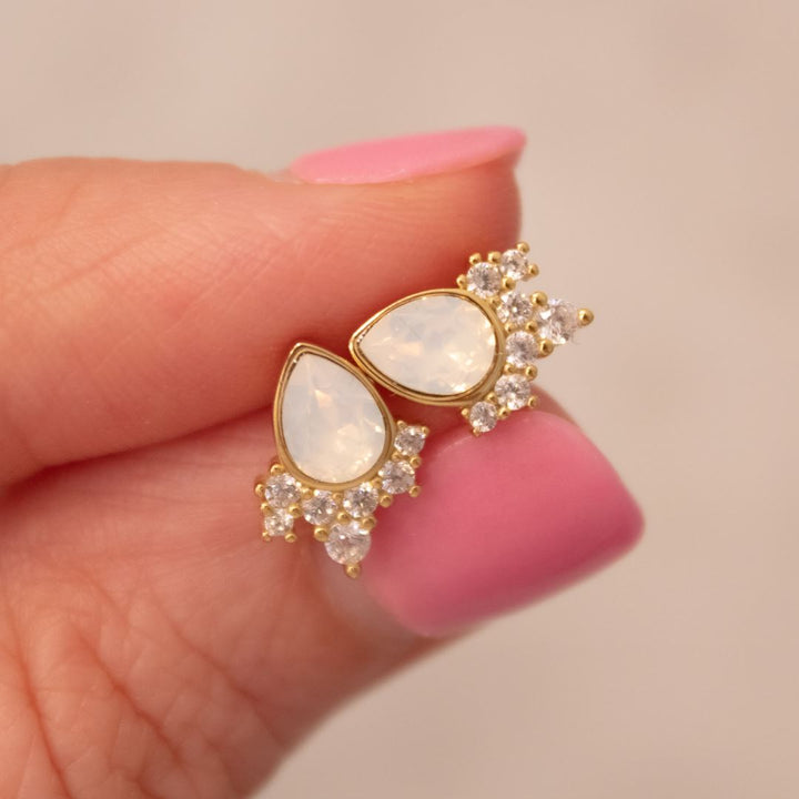 "Chloe" Studs in White Opal Swarovski® Earrings Chloe + Lois 14k Gold 