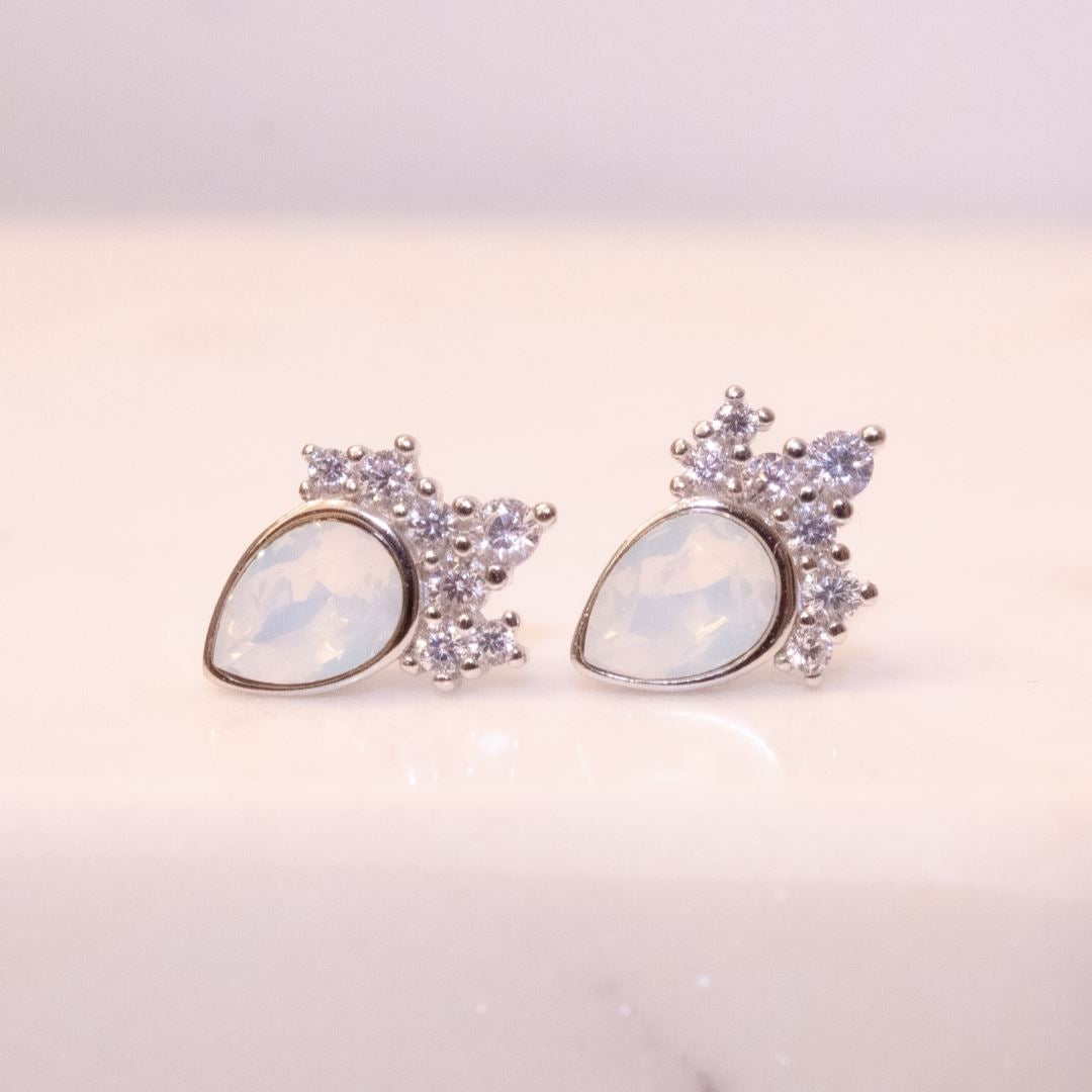 "Chloe" Studs in White Opal Swarovski® Earrings Chloe + Lois Sterling Silver 