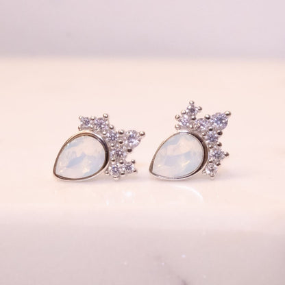 "Chloe" Studs in White Opal Swarovski® Earrings Chloe + Lois Sterling Silver 