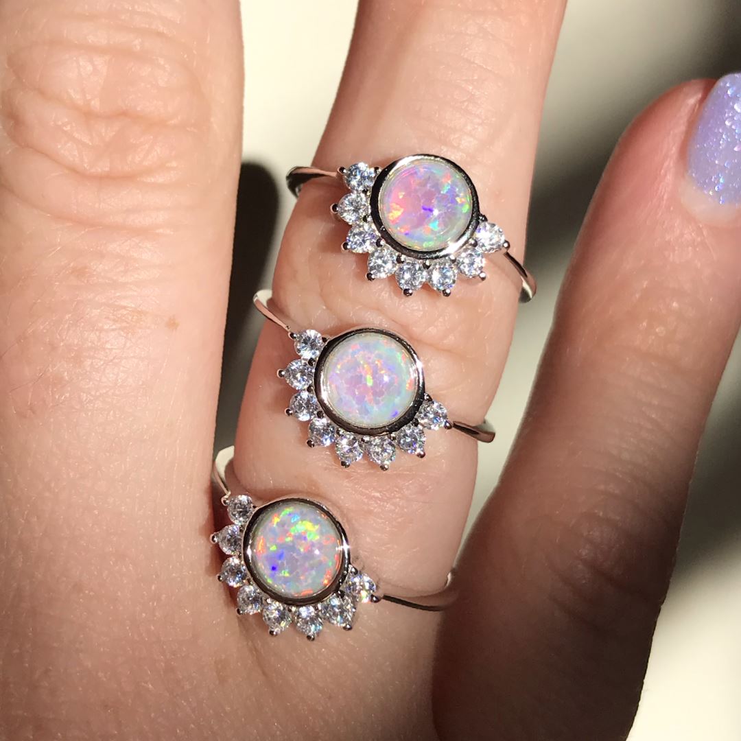 "Lois" Ring in White Opal Rings Chloe + Lois 