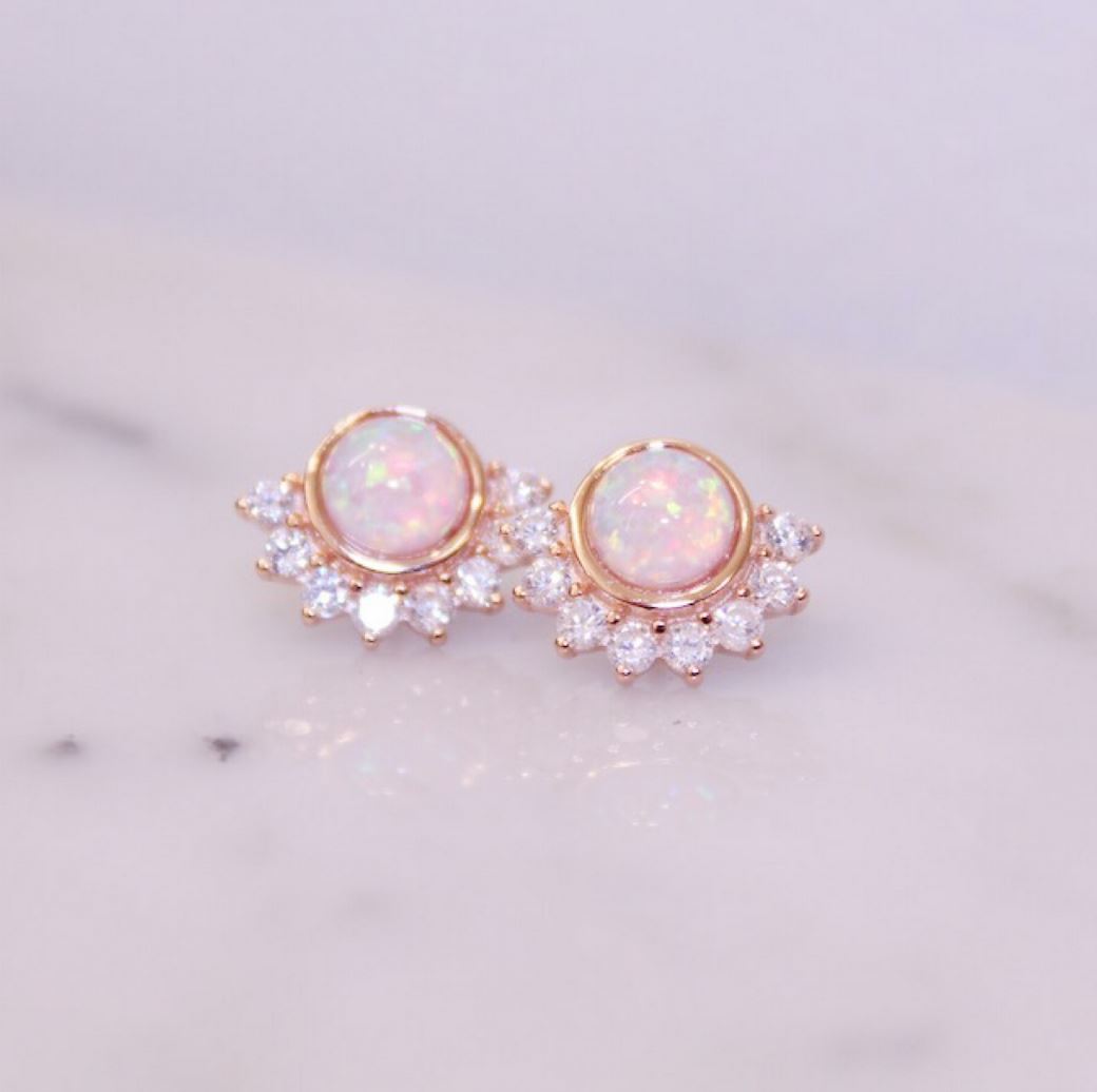 "Lois" Studs in White Opal Earrings Chloe + Lois 